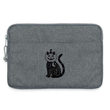 Halloween Katze Kürbiskostüm - Schwarz - Laptoptasche 13" - Grau meliert - Vorne