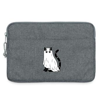 Halloween Katze Gespenst - SW - Laptoptasche 13" - Grau meliert - Vorne