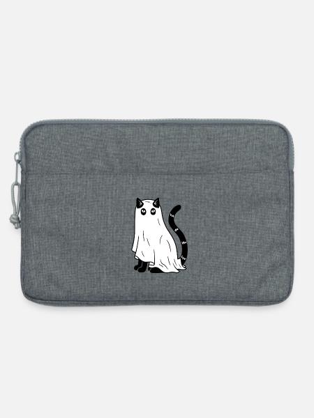 Halloween Katze Gespenst - SW - Laptoptasche 13" - Grau meliert