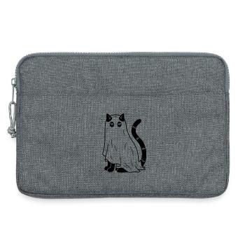 Halloween Katze Gespenst - Schwarz - Laptoptasche 13" - Grau meliert - Vorne