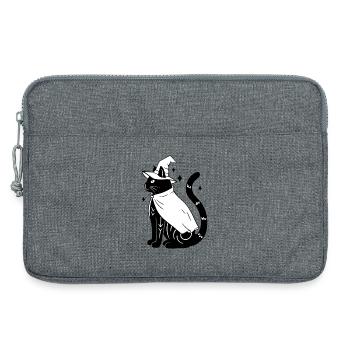 Magische Halloween Katze als Hexe - SW - Laptoptasche 13" - Grau meliert - Vorne