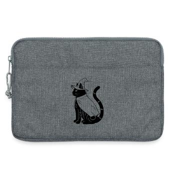 Magische Halloween Katze als Hexe - Ohne Sterne - Laptoptasche 13" - Grau meliert - Vorne