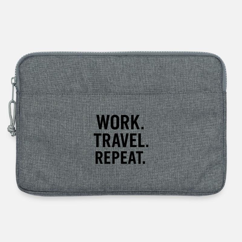 Work Travel Repeat – Abenteuer & Backpacker Shirt - Laptoptasche 13" - Grau meliert