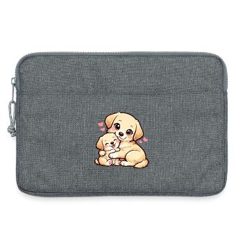 Maman chien et son petit chiot doux câlins - Sacoche pour ordinateur portable 13 pouces - gris chiné - Devant