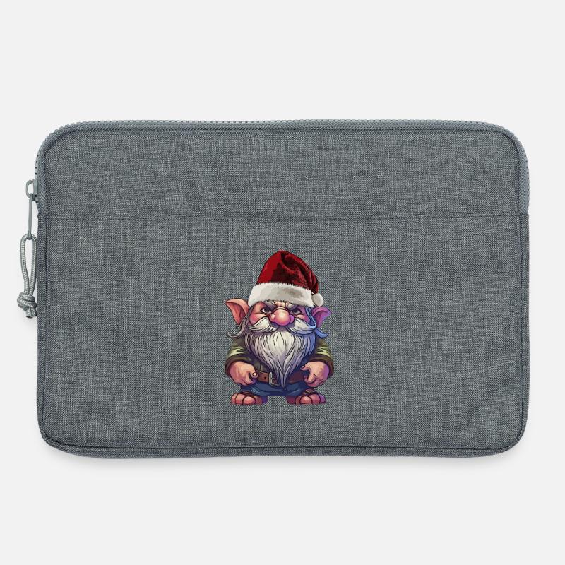 Weihnachtsgnom mit Wichtel beleidigt  - Laptoptasche 13" - Grau meliert