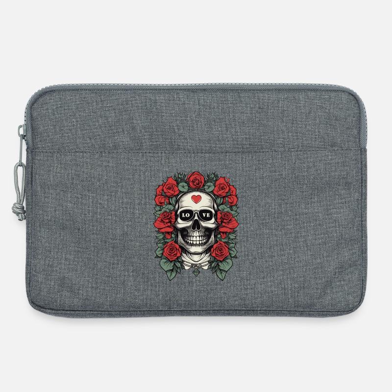 Totenkopf mit Herz - Laptoptasche 13" - Grau meliert