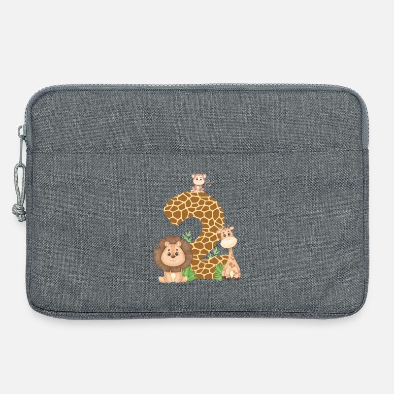 2. Geburtstag Dschungeltiere Giraffe Löwe Affe - Laptoptasche 13" - Grau meliert
