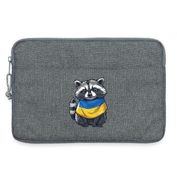 Raton laveur mignon avec bandana ukrainien - Sacoche pour ordinateur portable 13 pouces - gris chiné - Devant