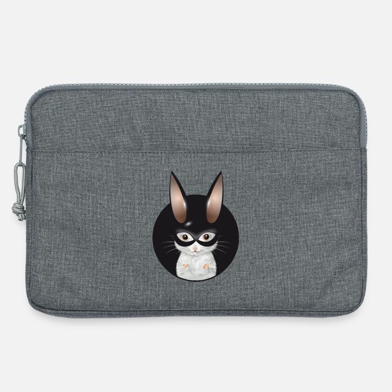 niedliche weiße Maus mit Hasen Maske im Patch - Laptoptasche 13" - Grau meliert