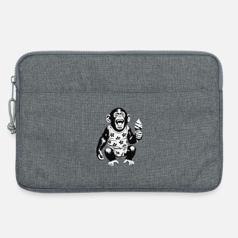 Lachendes Äffchen mit Eis - Laptoptasche 13" - Grau meliert