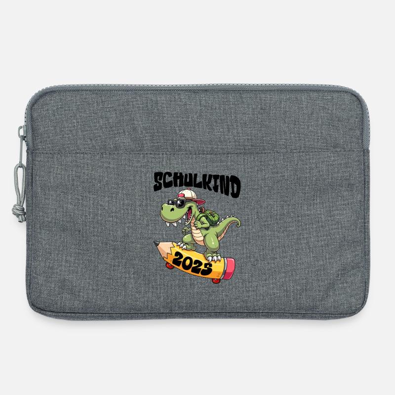 Schulkind Alligator mit Skateboard 2025 - Laptoptasche 13" - Grau meliert