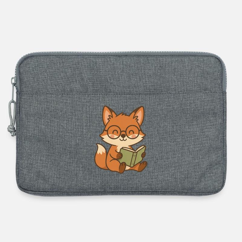 Cute fox book reader illustration - Laptop bag 13" - heather grey