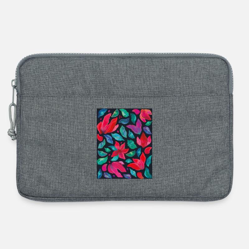 Lebendige Blumen auf dunklem Hintergrund - Laptoptasche 13" - Grau meliert