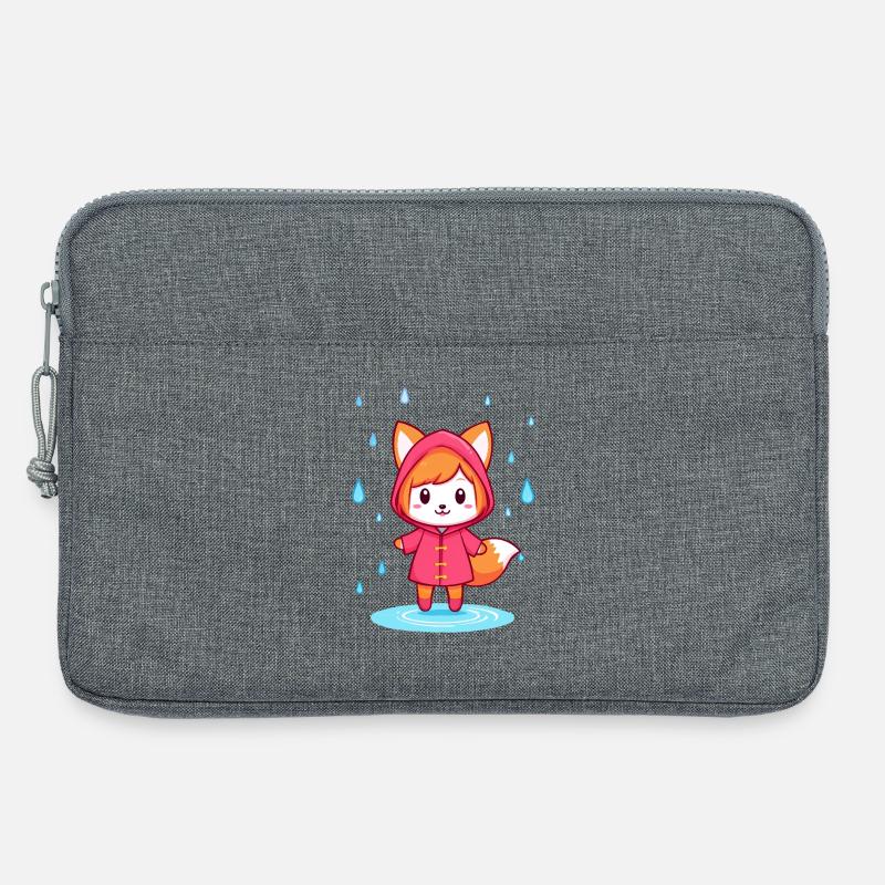 Kleiner Chibi-Fuchs im Regenmantel - Laptoptasche 13" - Grau meliert