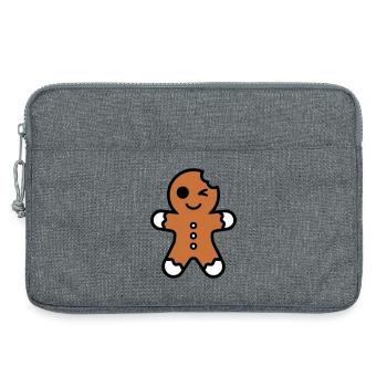Funny bitten gingerbread man christmas - Laptop bag 13" - heather grey - Front