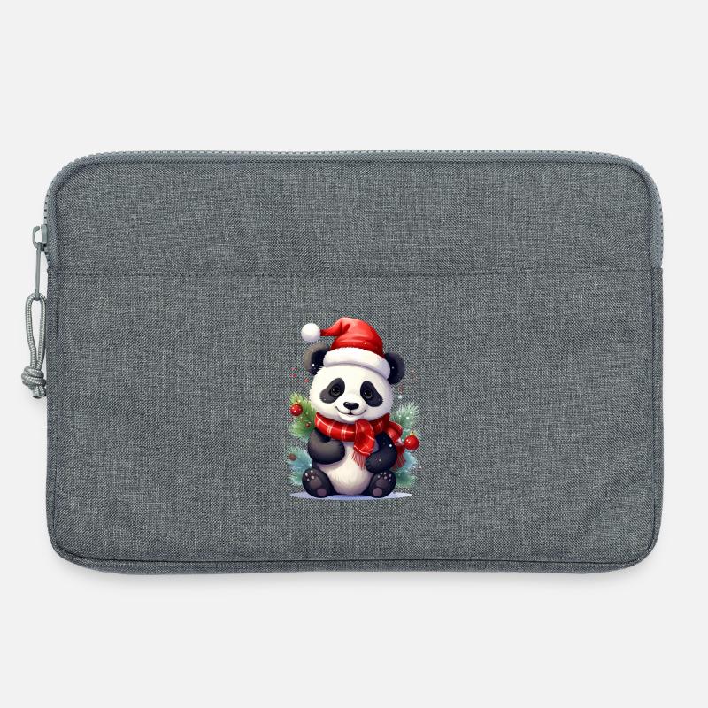 Süßer Weihnachtspanda mit Schal - Laptoptasche 13" - Grau meliert