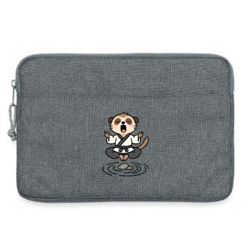 Erdmännchen in einem meditativen Zen-Kimono - Laptoptasche 13" - Grau meliert - Vorne