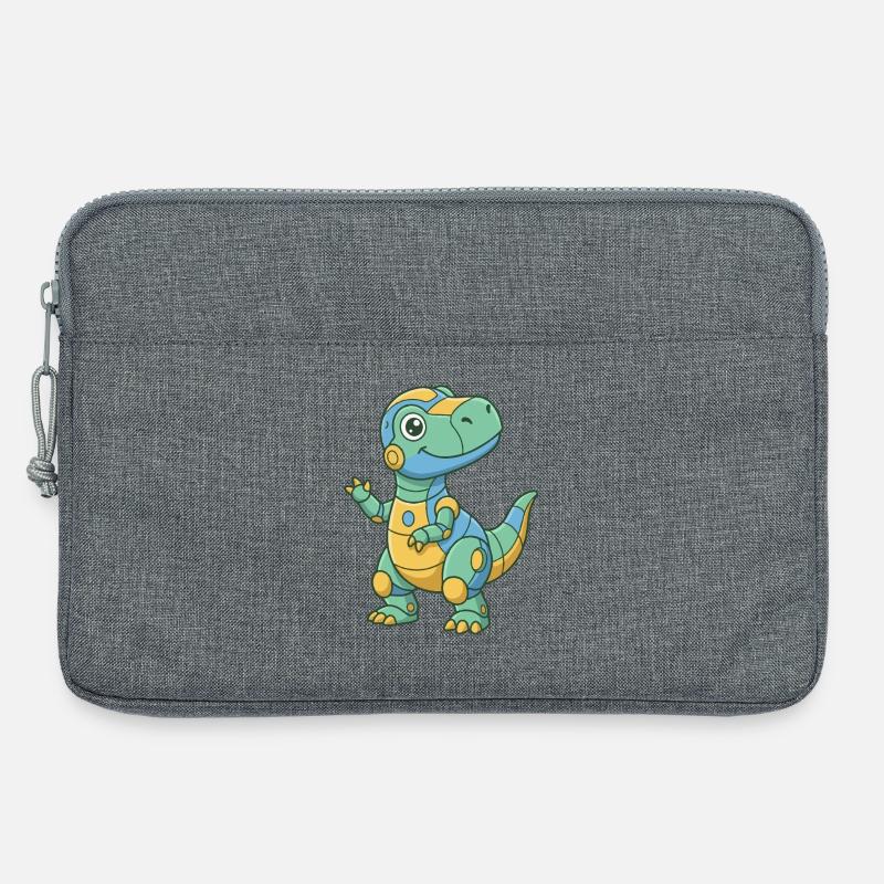 Kunterbunter Robo-Dino - Laptoptasche 13" - Grau meliert