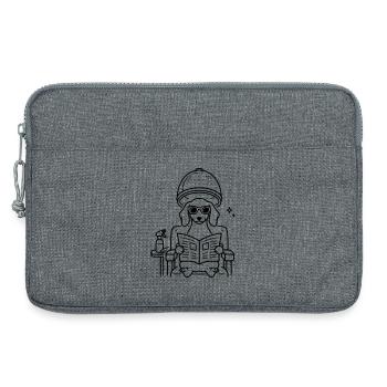 Hund Dackel beim Frisör Minimalistisch Line Art - Laptoptasche 13" - Grau meliert - Vorne