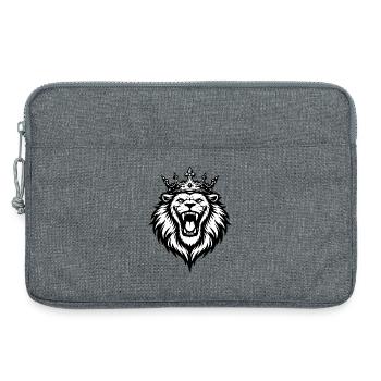 Lion rugissant avec couronne - Sacoche pour ordinateur portable 13 pouces - gris chiné - Devant