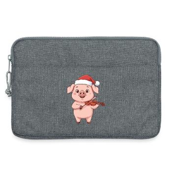 Animaux de ferme de cochons de Noël jouant du violon - Sacoche pour ordinateur portable 13 pouces - gris chiné - Devant