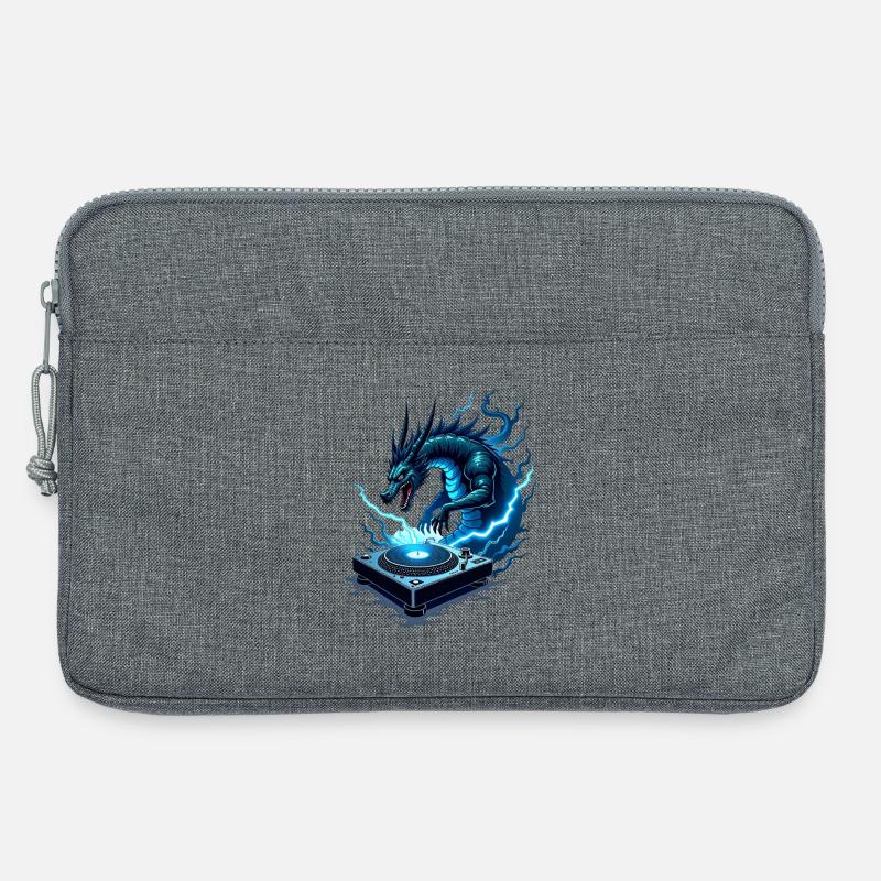 Blaues Drachen-DJ Kraft - Laptoptasche 13" - Grau meliert