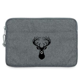 Deer Head Antler Silhouette - Laptop bag 13" - heather grey - Front