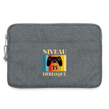Niveau 35 Debloque T-Shirt Cadeau Humour - Sacoche pour ordinateur portable 13 pouces - gris chiné - Devant
