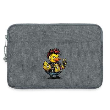 Canard en caoutchouc punk mâle avec crête - Sacoche pour ordinateur portable 13 pouces - gris chiné - Devant
