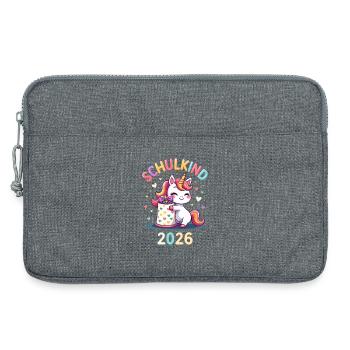 Schulkind 2026 Einschulung 2026 Schulanfang - Laptoptasche 13" - Grau meliert - Vorne