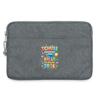 Schulkind 2026 Einschulung 2026 Schulanfang - Laptoptasche 13" - Grau meliert - Vorne