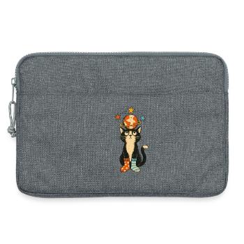 Planetenkatze - Laptoptasche 13" - Grau meliert - Vorne