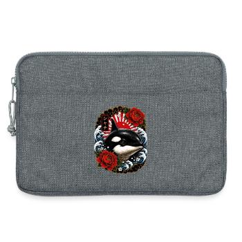 Orca im japanischen Irezumi Tattoo Stil - Laptoptasche 13" - Grau meliert - Vorne