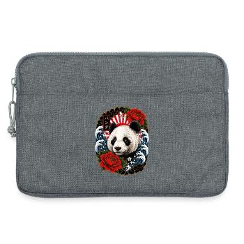 Panda im japanischen Irezumi Tattoo Stil - Laptoptasche 13" - Grau meliert - Vorne