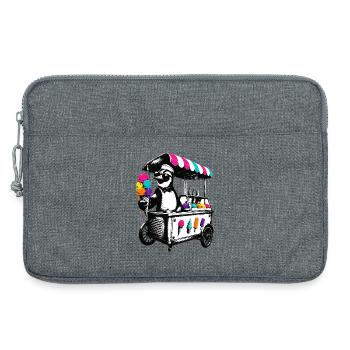Pinguin am Eiswagen im Stencil Style - Laptoptasche 13" - Grau meliert - Vorne