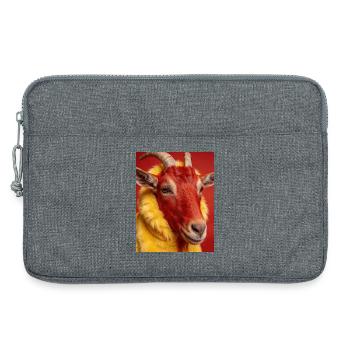 Chèvre rousse au pelage jaune - Sacoche pour ordinateur portable 13 pouces - gris chiné - Devant