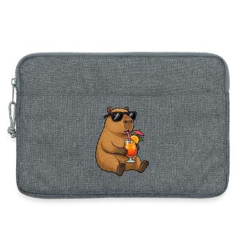 Capybara mit Sonnen-Cocktail-Style - Laptoptasche 13" - Grau meliert - Vorne