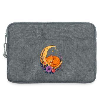 Mond Katze im Blütenmeer - Laptoptasche 13" - Grau meliert - Vorne