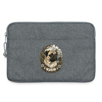 Pug in vintage style with mountain landscape - Laptop bag 13" - heather grey - Front