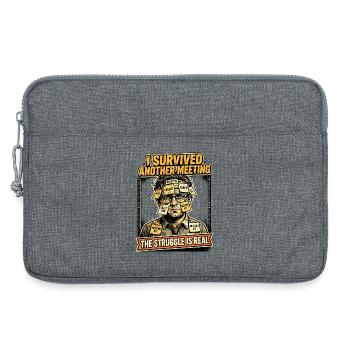 La réunion survit au stress du bureau Humour - Sacoche pour ordinateur portable 13 pouces - gris chiné - Devant