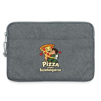 Pizza statt Beziehungskrise – Lustiger Comic - Laptoptasche 13" - Grau meliert - Vorne