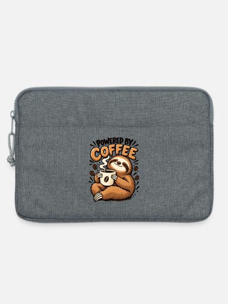 Powered by Coffee Faultier – Lustiges Kaffee Desig - Laptoptasche 13" - Grau meliert
