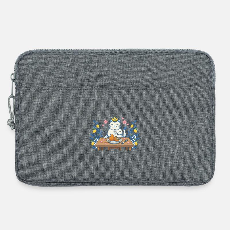 Königskatze am Tisch mit Trockenfutter - Laptoptasche 13" - Grau meliert