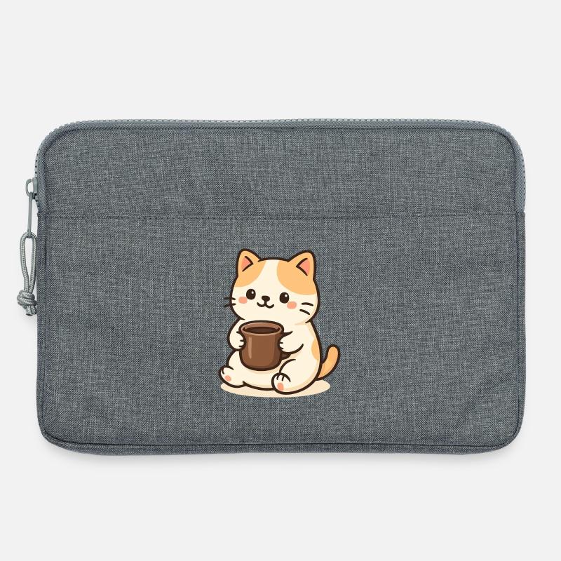 Cat with Cup - Laptoptasche 13" - Grau meliert