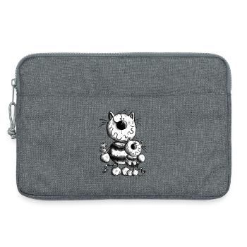 Doux Famille Chat - Sacoche pour ordinateur portable 13 pouces - gris chiné - Devant
