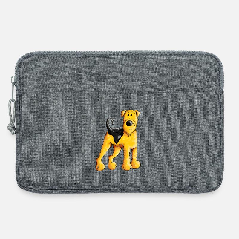 Happy Airedale Terrier - Comic - Hund - Dog - Fun - Laptoptasche 13" - Grau meliert