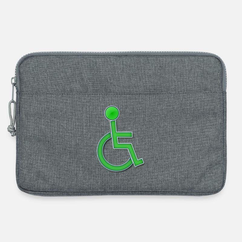 Grünes Rollstuhl-Symbol # - Laptoptasche 13" - Grau meliert