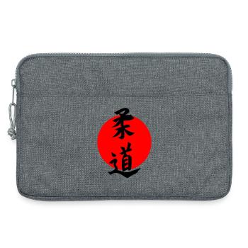 Judo in Japanese kanji script with red sun - Laptop bag 13" - heather grey - Front