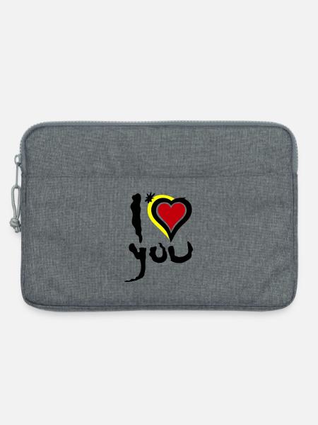 I love you Heart Abstract Art Valentine's Day - Laptop bag 13" - heather grey