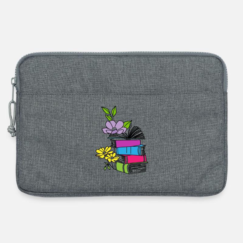 Bücher mit Blumen - Laptoptasche 13" - Grau meliert